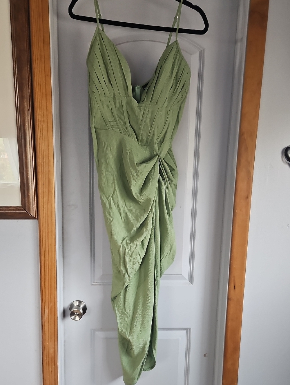 PrettyLittleThing One-Shoulder Draped Green Dress